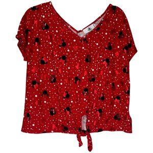 NWOT Disney Parks Minnie Mouse Red Polka Dot Tie Front‎ - Shirt Medium